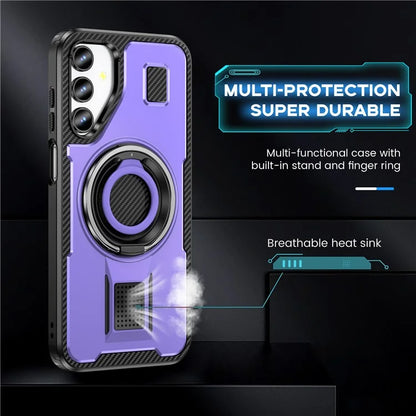 For Samsung Galaxy A15 4G / 5G Case TPU+PC Kickstand Phone Cover with Silicone Finger Strap