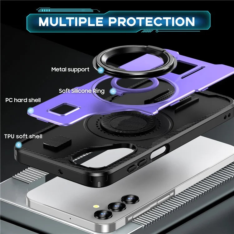 For Samsung Galaxy A15 4G / 5G Case TPU+PC Kickstand Phone Cover with Silicone Finger Strap