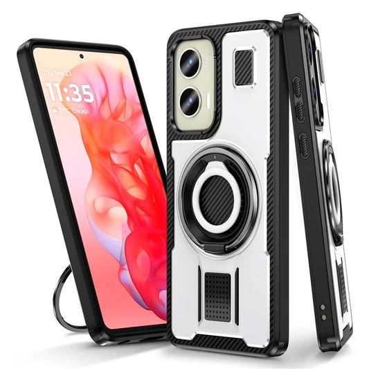 For Motorola Moto G Stylus 5G (2024) Case TPU+PC Kickstand Phone Cover with Silicone Finger Strap