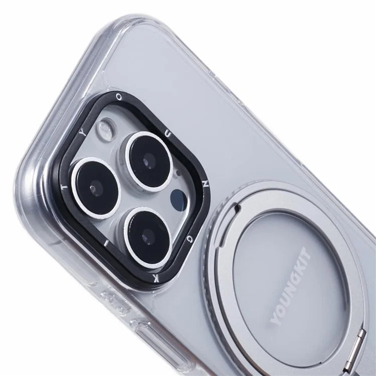 YOUNGKIT For iPhone 16 Pro Case Rotating Magnetic Kickstand TPU+PC Phone Cover