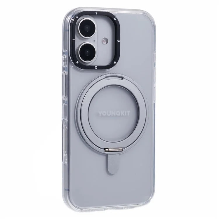YOUNGKIT For iPhone 16 Case Rotating Magnetic Kickstand TPU+PC Phone Cover