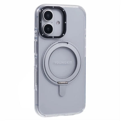 YOUNGKIT For iPhone 16 Case Rotating Magnetic Kickstand TPU+PC Phone Cover