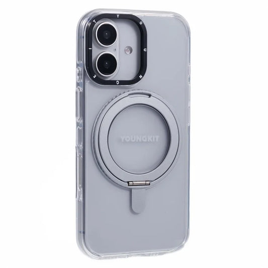 YOUNGKIT For iPhone 16 Case Rotating Magnetic Kickstand TPU+PC Phone Cover