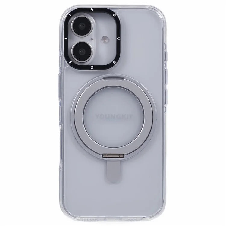 YOUNGKIT For iPhone 16 Case Rotating Magnetic Kickstand TPU+PC Phone Cover