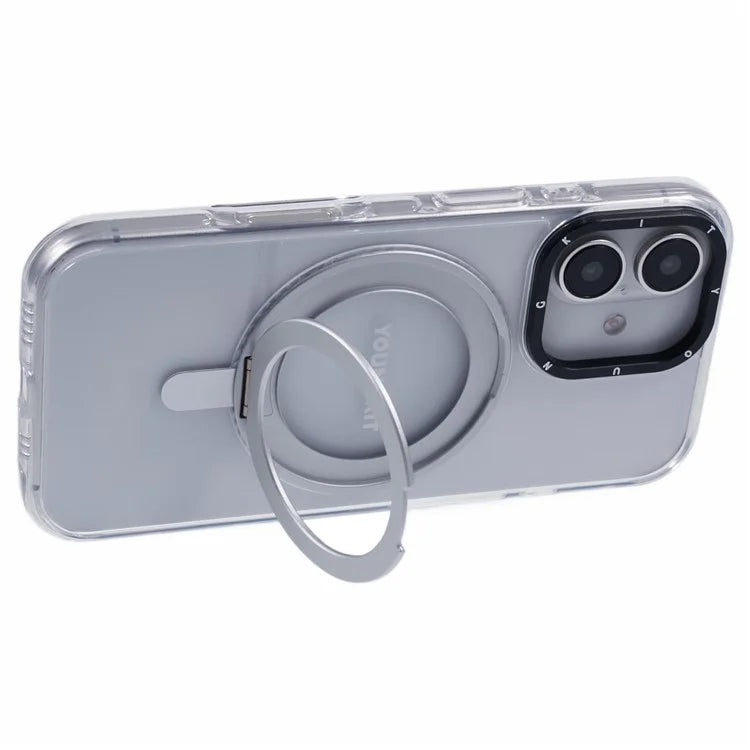 YOUNGKIT For iPhone 16 Case Rotating Magnetic Kickstand TPU+PC Phone Cover