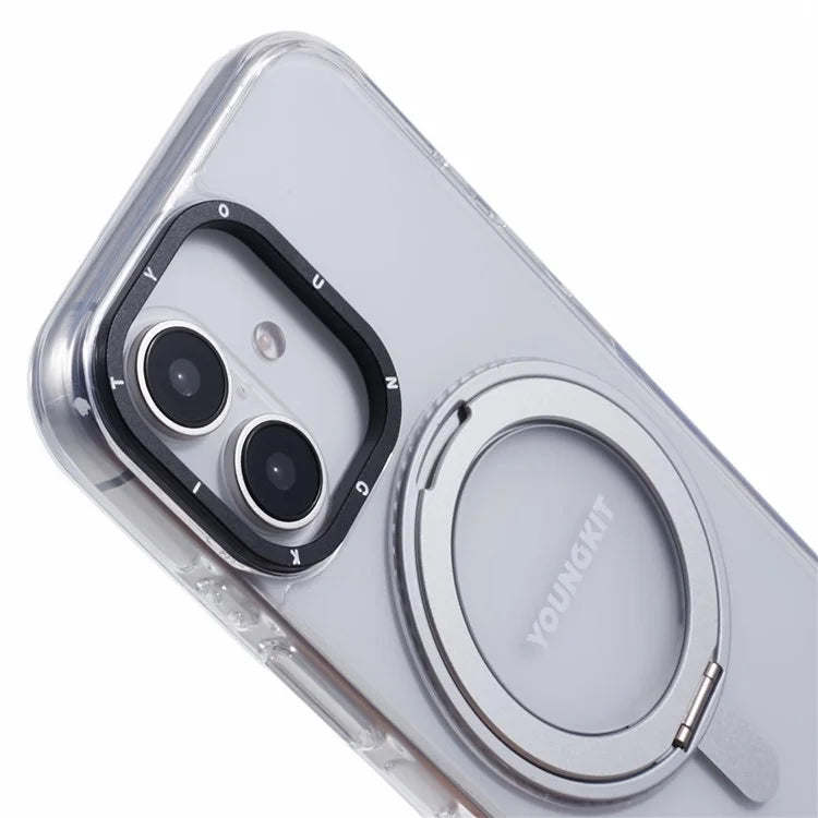 YOUNGKIT For iPhone 16 Case Rotating Magnetic Kickstand TPU+PC Phone Cover