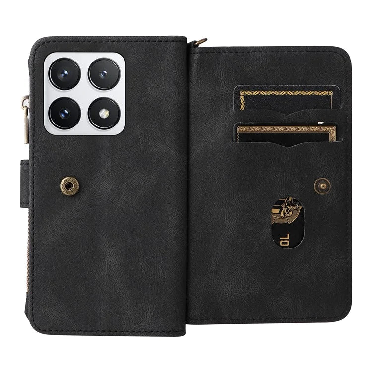 For Xiaomi 14T Pro Phone Case Zipper Wallet Leather Stand Cover