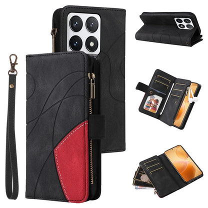 KT Multi-Function Series-5 For Xiaomi 14T Pro Case Zipper Wallet Leather Phone Cover Stand