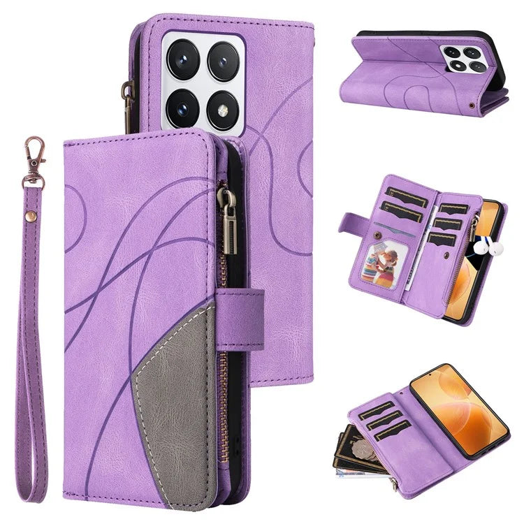 KT Multi-Function Series-5 For Xiaomi 14T Pro Case Zipper Wallet Leather Phone Cover Stand