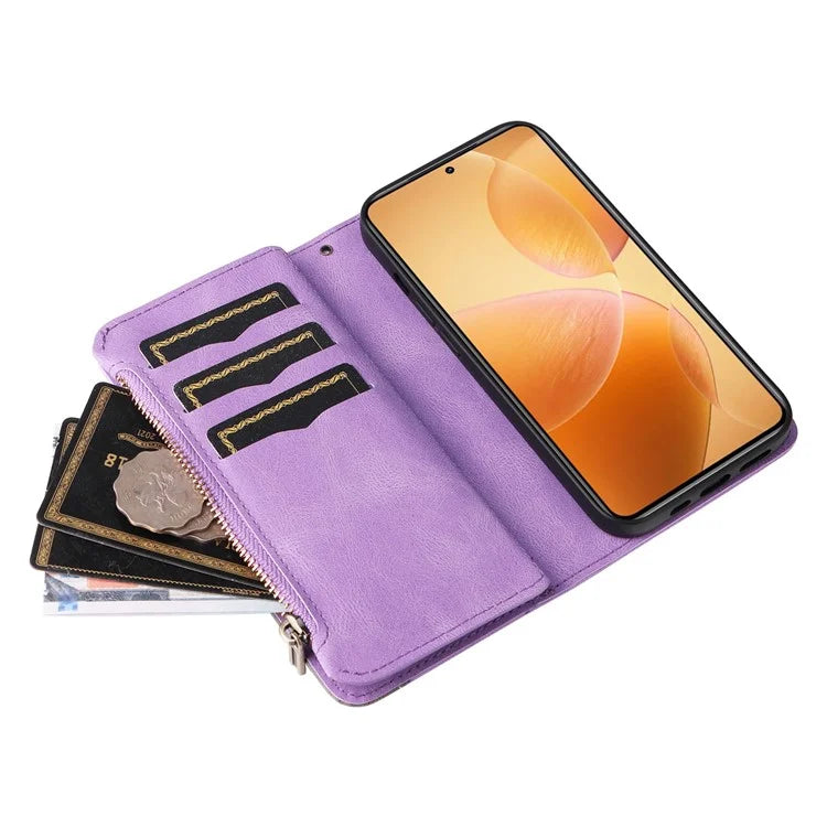 KT Multi-Function Series-5 For Xiaomi 14T Pro Case Zipper Wallet Leather Phone Cover Stand