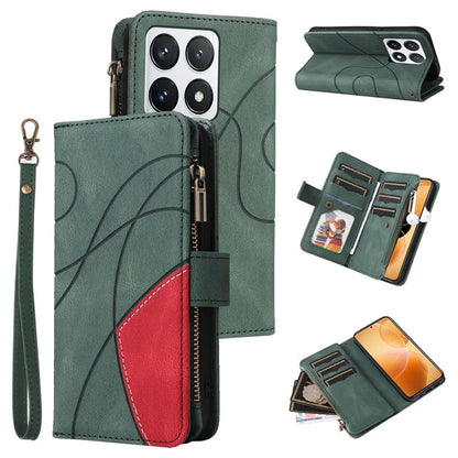 KT Multi-Function Series-5 For Xiaomi 14T Pro Case Zipper Wallet Leather Phone Cover Stand