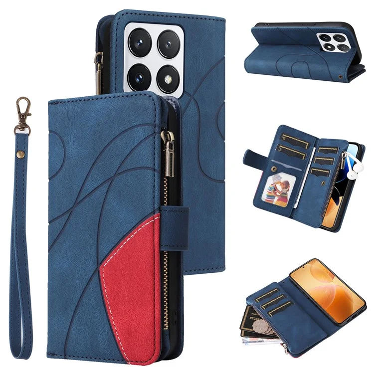 KT Multi-Function Series-5 For Xiaomi 14T Pro Case Zipper Wallet Leather Phone Cover Stand