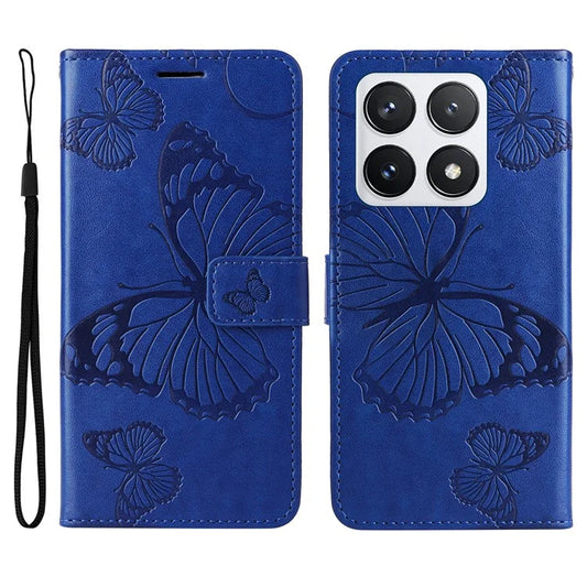KT Imprinting Flower Series-2 For Xiaomi 14T Pro Case Butterfly Leather Phone Cover