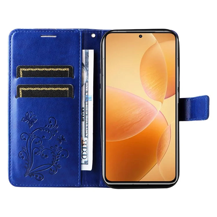 KT Imprinting Flower Series-2 For Xiaomi 14T Pro Case Butterfly Leather Phone Cover