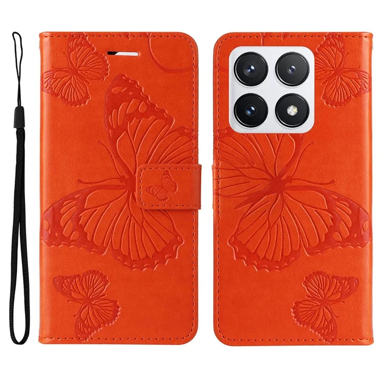 KT Imprinting Flower Series-2 For Xiaomi 14T Pro Case Butterfly Leather Phone Cover