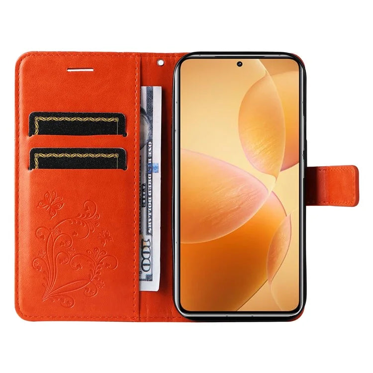 KT Imprinting Flower Series-2 For Xiaomi 14T Pro Case Butterfly Leather Phone Cover