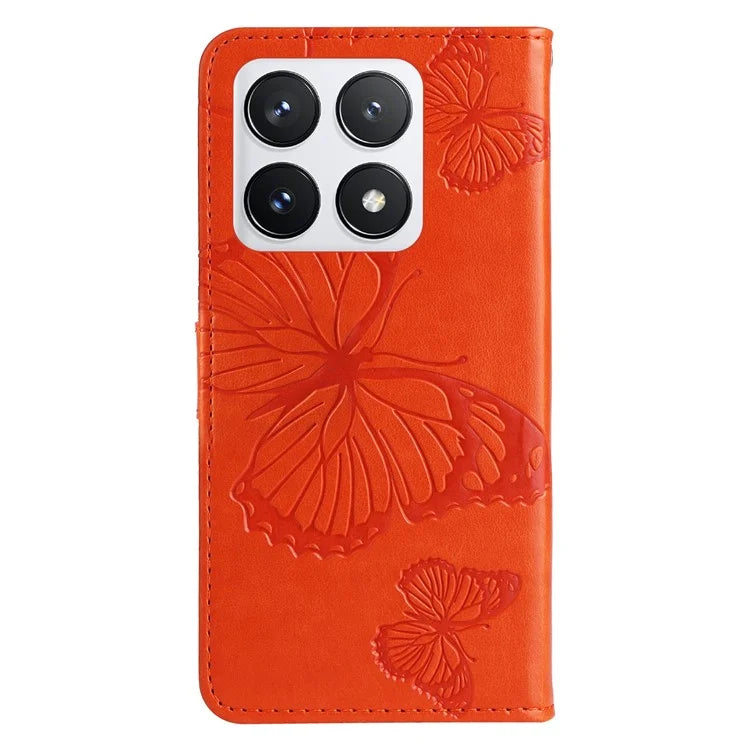 KT Imprinting Flower Series-2 For Xiaomi 14T Pro Case Butterfly Leather Phone Cover