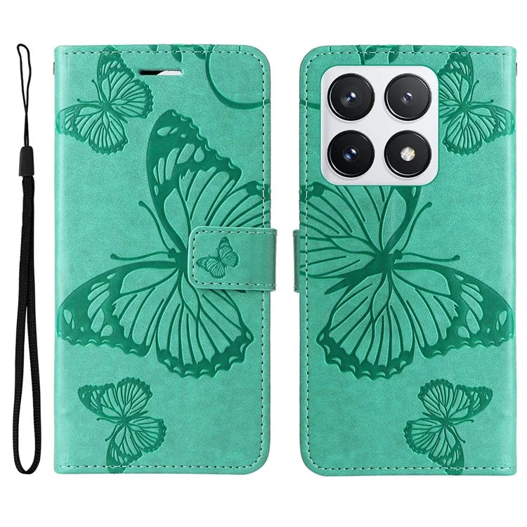 KT Imprinting Flower Series-2 For Xiaomi 14T Pro Case Butterfly Leather Phone Cover