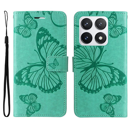 KT Imprinting Flower Series-2 For Xiaomi 14T Pro Case Butterfly Leather Phone Cover