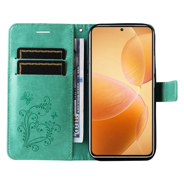 KT Imprinting Flower Series-2 For Xiaomi 14T Pro Case Butterfly Leather Phone Cover