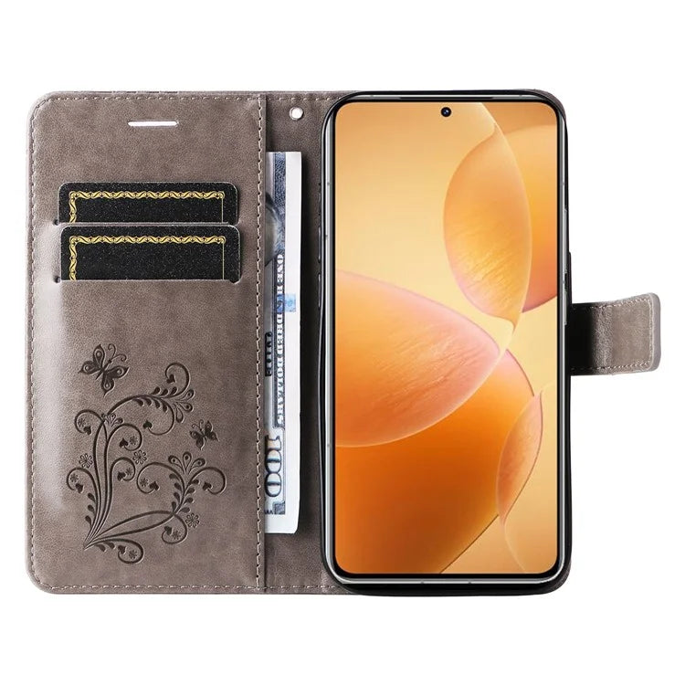 KT Imprinting Flower Series-2 For Xiaomi 14T Pro Case Butterfly Leather Phone Cover