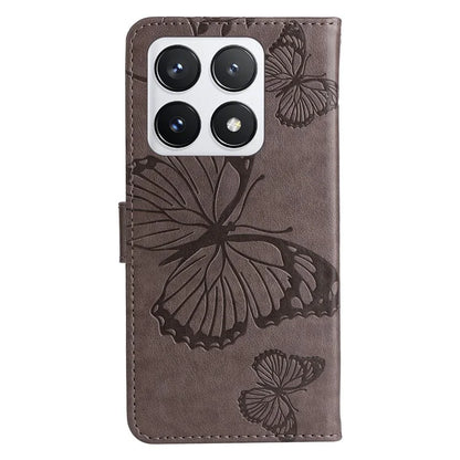 KT Imprinting Flower Series-2 For Xiaomi 14T Pro Case Butterfly Leather Phone Cover