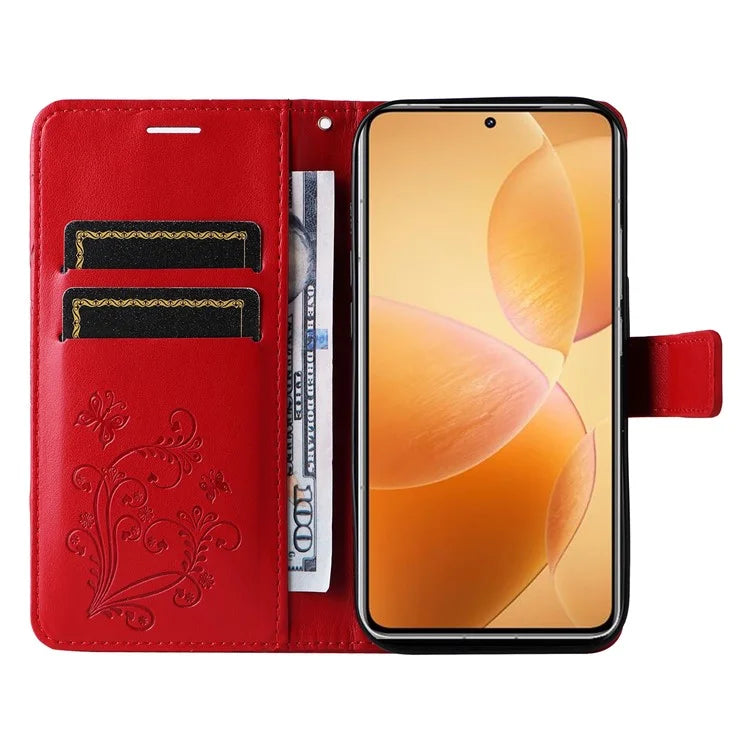 KT Imprinting Flower Series-2 For Xiaomi 14T Pro Case Butterfly Leather Phone Cover