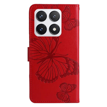 KT Imprinting Flower Series-2 For Xiaomi 14T Pro Case Butterfly Leather Phone Cover