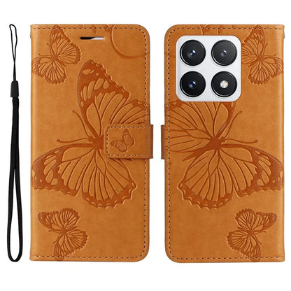 KT Imprinting Flower Series-2 For Xiaomi 14T Pro Case Butterfly Leather Phone Cover