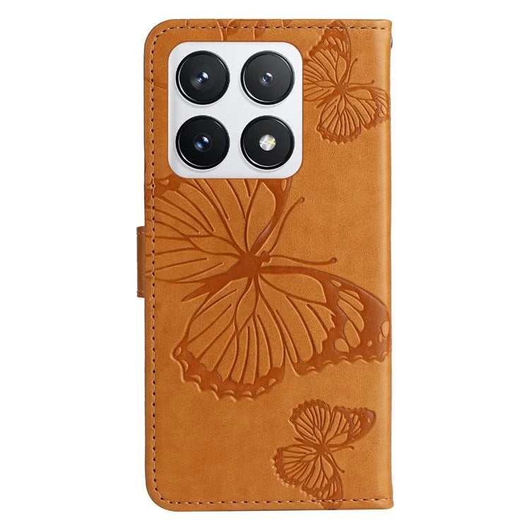 KT Imprinting Flower Series-2 For Xiaomi 14T Pro Case Butterfly Leather Phone Cover