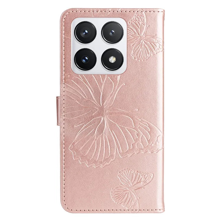 KT Imprinting Flower Series-2 For Xiaomi 14T Pro Case Butterfly Leather Phone Cover
