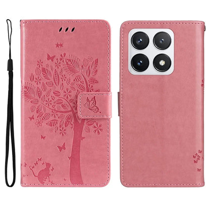 KT Imprinting Flower Series-3 For Xiaomi 14T Pro Case Cat Tree Pattern Flip Leather Phone Cover