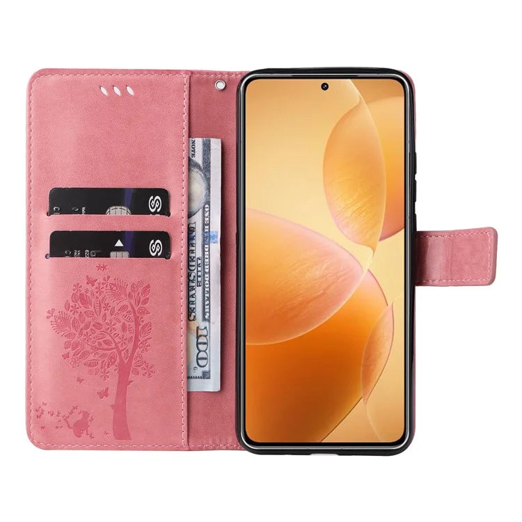 KT Imprinting Flower Series-3 For Xiaomi 14T Pro Case Cat Tree Pattern Flip Leather Phone Cover