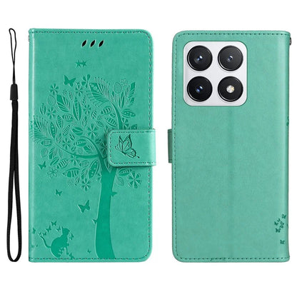 KT Imprinting Flower Series-3 For Xiaomi 14T Pro Case Cat Tree Pattern Flip Leather Phone Cover