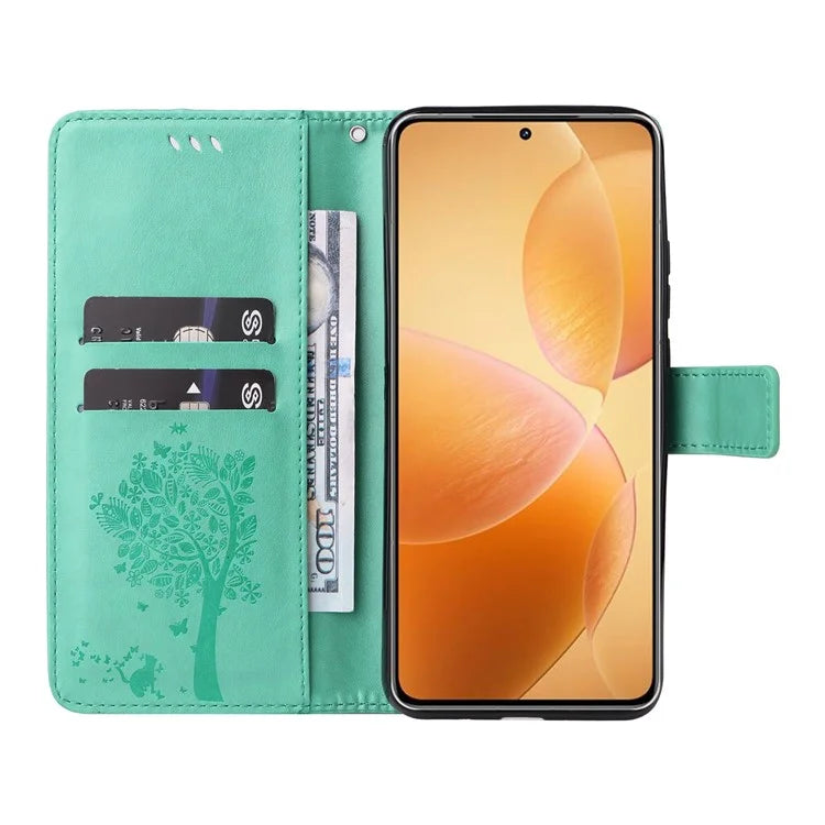 KT Imprinting Flower Series-3 For Xiaomi 14T Pro Case Cat Tree Pattern Flip Leather Phone Cover
