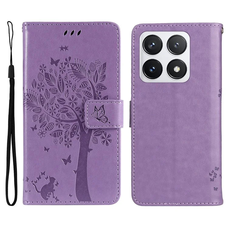 KT Imprinting Flower Series-3 For Xiaomi 14T Pro Case Cat Tree Pattern Flip Leather Phone Cover