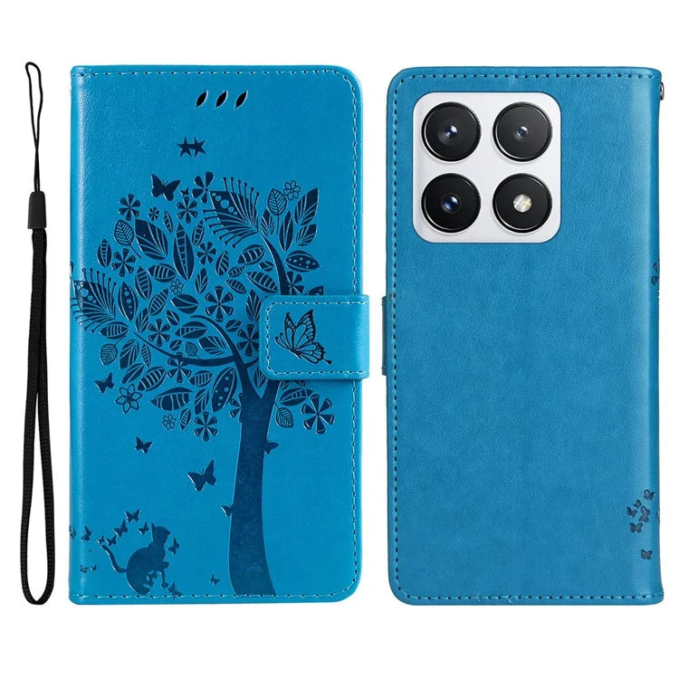 KT Imprinting Flower Series-3 For Xiaomi 14T Pro Case Cat Tree Pattern Flip Leather Phone Cover