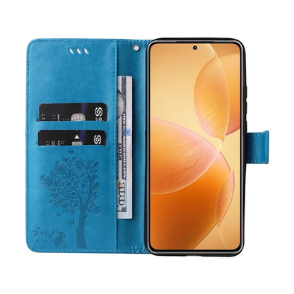 KT Imprinting Flower Series-3 For Xiaomi 14T Pro Case Cat Tree Pattern Flip Leather Phone Cover