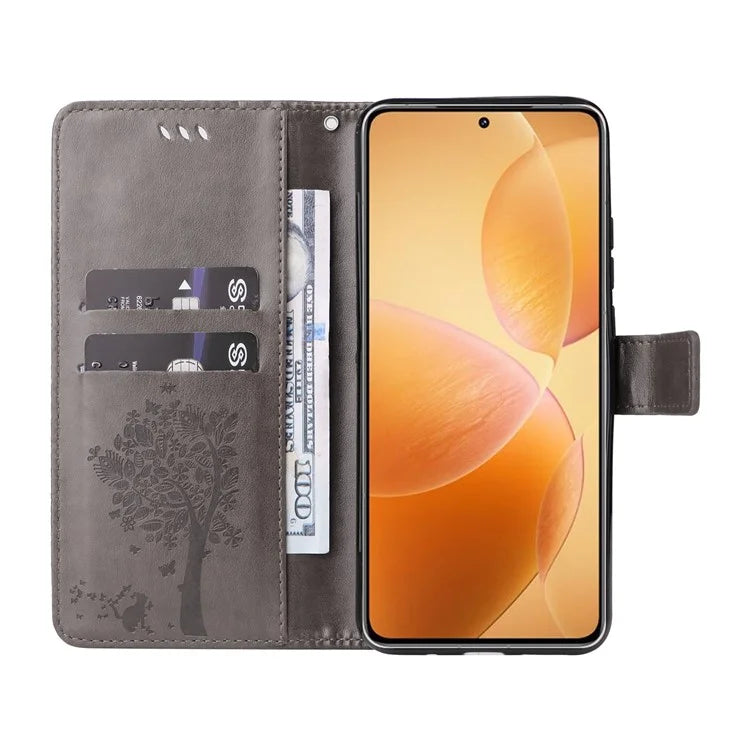 KT Imprinting Flower Series-3 For Xiaomi 14T Pro Case Cat Tree Pattern Flip Leather Phone Cover