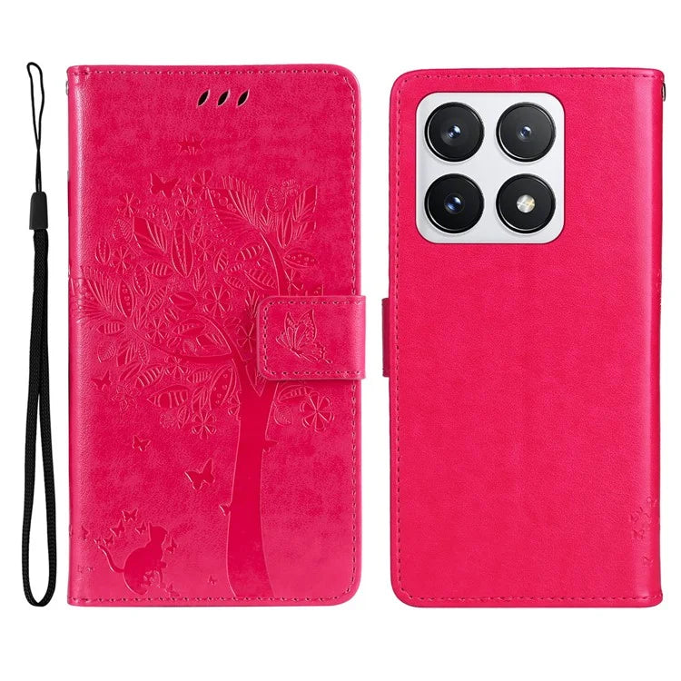 KT Imprinting Flower Series-3 For Xiaomi 14T Pro Case Cat Tree Pattern Flip Leather Phone Cover
