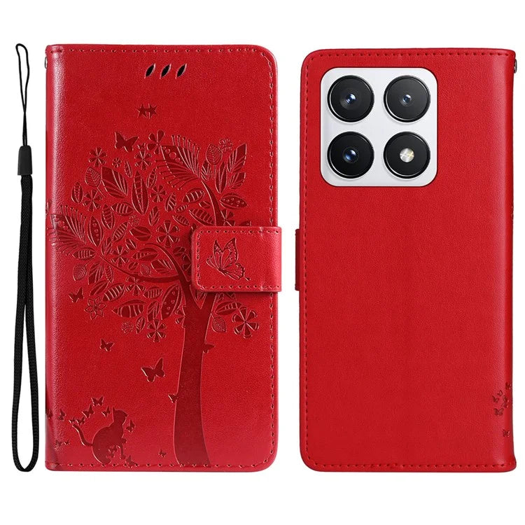 KT Imprinting Flower Series-3 For Xiaomi 14T Pro Case Cat Tree Pattern Flip Leather Phone Cover