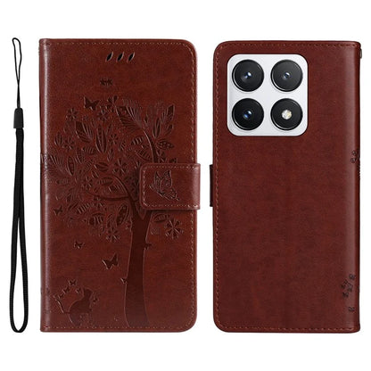 KT Imprinting Flower Series-3 For Xiaomi 14T Pro Case Cat Tree Pattern Flip Leather Phone Cover