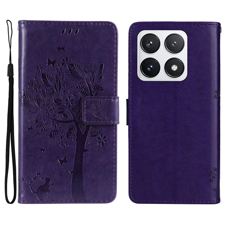 KT Imprinting Flower Series-3 For Xiaomi 14T Pro Case Cat Tree Pattern Flip Leather Phone Cover