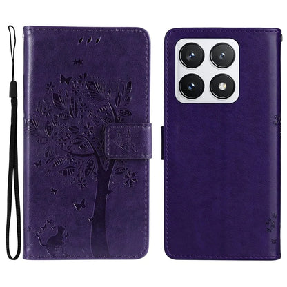 KT Imprinting Flower Series-3 For Xiaomi 14T Pro Case Cat Tree Pattern Flip Leather Phone Cover