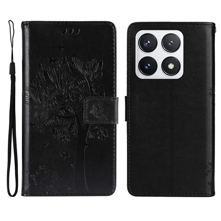 KT Imprinting Flower Series-3 For Xiaomi 14T Pro Case Cat Tree Pattern Flip Leather Phone Cover