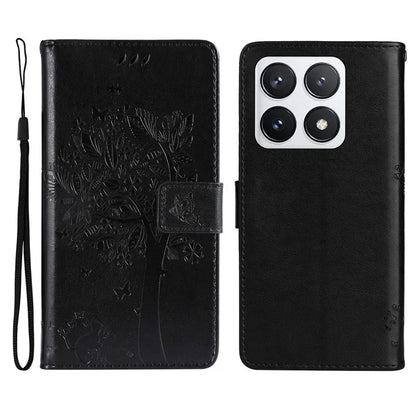 KT Imprinting Flower Series-3 For Xiaomi 14T Pro Case Cat Tree Pattern Flip Leather Phone Cover
