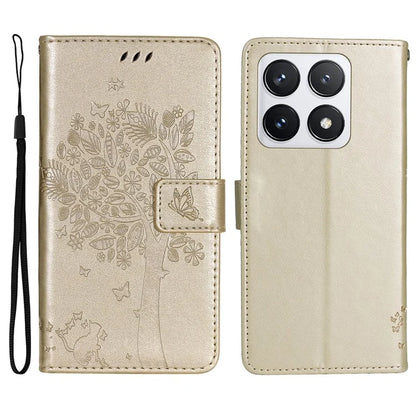 KT Imprinting Flower Series-3 For Xiaomi 14T Pro Case Cat Tree Pattern Flip Leather Phone Cover