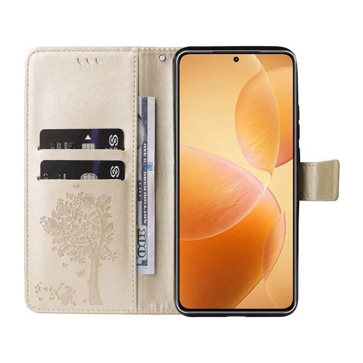 KT Imprinting Flower Series-3 For Xiaomi 14T Pro Case Cat Tree Pattern Flip Leather Phone Cover