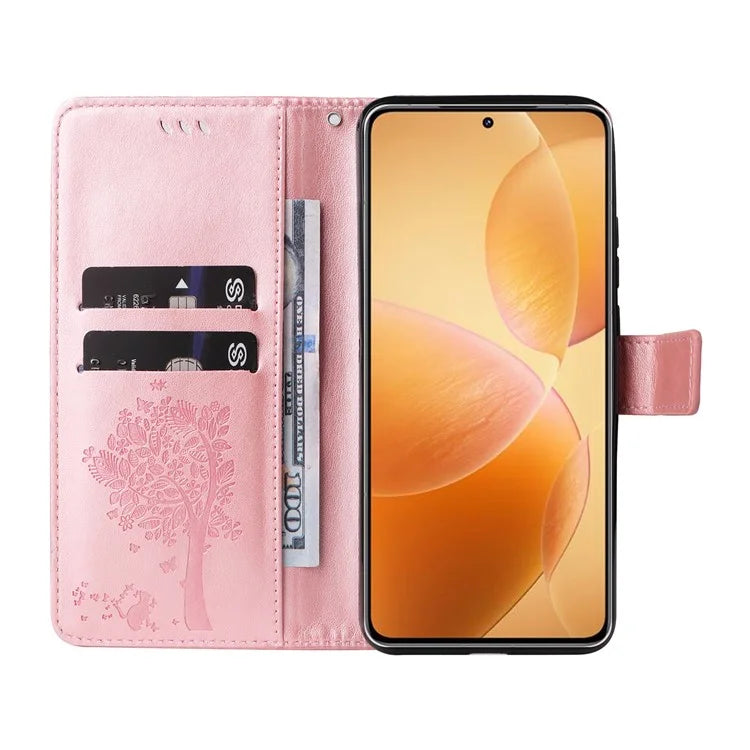 KT Imprinting Flower Series-3 For Xiaomi 14T Pro Case Cat Tree Pattern Flip Leather Phone Cover