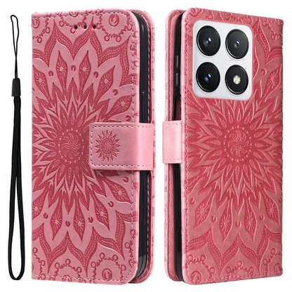KT Imprinting Flower Series-1 For Xiaomi 14T Pro Case Sunflower Leather Wallet Phone Cover